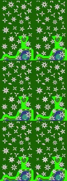 Üzerinde gelincikler ve vadi zambakları olan renkli çiçek desenli nakış deseni. Raster geleneksel çiçek buketi yeşil ve nötr renklerde tekstil tasarımı için.