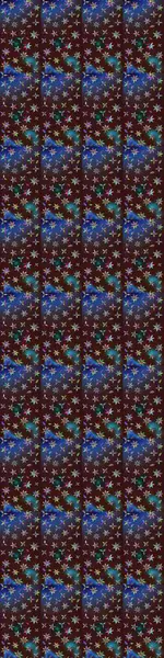 Kahverengi ve mavi renkli çiçekler. Raster illüstrasyonunda çiçek deseni çizimi.