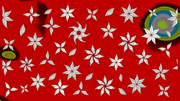 Parlak renkli fantezi çiçekleri, yapraklar, kırmızı ve nötr renklerde tomurcuklar kırmızı ve nötr. Suluboya el çizimi elementli çiçek çizimi deseni.