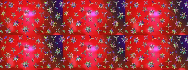 Çiçek desenli çizim. Renkli Bahar Teması eskiz kalıbı. Kırmızı ve pembe renkte çiçekler. Düz Çiçek Elementleri Tasarımı. Raster illüstrasyonu. Asya tekstil tarzında.