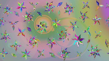 Tarafsız ve yeşil renklerde parlak çiçekli halı deseni.