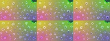 Çiçek desenli çizim. Raster illüstrasyonu. Tarafsız ve yeşil renklerde çiçekler. Raster illüstrasyonu. Asya tekstil tarzında.