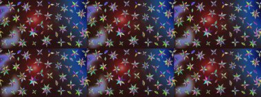 Kahverengi ve mavi renkte kahverengi ve mavi papatya deseni. Kahverengi ve mavi renklerde. Raster illüstrasyonu.