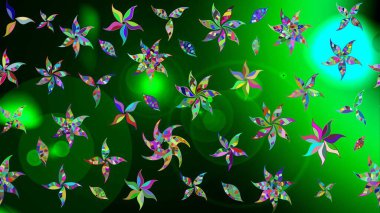 Raster çiçek desenli çiçek deseni, yapraklar, dekoratif elementler, sıçrama, lekeler, el çizimi kontur çizgileri ve Doodle çizim stili, grafik raster çizim çizimi.