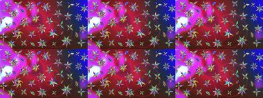 Çiçek ve yapraklı çiçek deseni. Raster illüstrasyonu. Küçük çiçekli şirin desen.