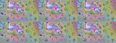 Tarafsız ve mavi kıvırcık çiçekler tarafsız ve mavi renklerde şekillenir. Klasik çiçek tasarımı elementleri. Raster illüstrasyonu.