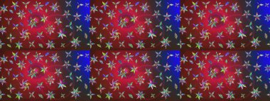 Kırmızı ve kahverengi renkte etnik çiçeklerle süslenmiş zarif bir eskiz şekli. Raster Çiçek İllüstrasyon Şirin Tekstil.