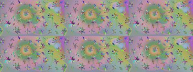 Düz Çiçek Elementleri Tasarımı. Renkli Yaz Temalı eskiz kalıbı. Tarafsız ve yeşil renklerde çiçekler. Sevimli çiçek raster deseni.