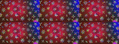 Raster çiçek desenleri çiziyor. Vadinin çiçekleri kırmızı ve kahverengi renklerde.