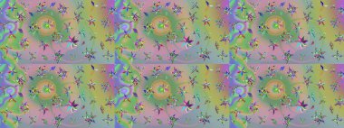 Çiçekleri, deniz kabukları, mandalaları ve suluboya efektleriyle donanma geçmişi. Yatak çarşafları, ceket, paket tasarımı, kumaş ve moda kavramları için tekstil baskısı. Çizim kalıbı etnik tasarım.