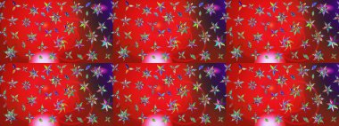 Raster illüstrasyonundaki çiçek desenli çizim. Kırmızı ve kahverengi renkte çiçekler.