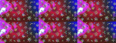 Raster illüstrasyonundaki çiçek desenli çizim. Kırmızı ve mavi renklerde. Raster illüstrasyonu. Güzel kumaş deseni.