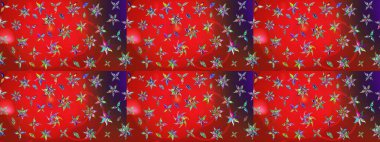 Çiçekli çizim şekli. Düz Çiçek Elementleri Tasarımı. Kırmızı ve mor renkte çiçekler. Renkli Bahar Teması çizim şablonu.