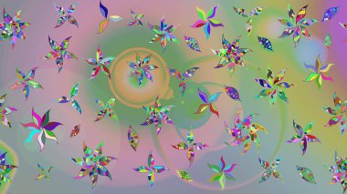 Raster güzel bir çiçek deseni çizmiş. Bahar mevsimi. Tatil havası. Tarafsız ve yeşil renklerde çiçekler. Nazik romantik baskı.