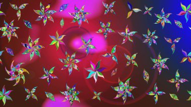 Kırmızı ve kahverengi renkte çiçekler. Raster illüstrasyonunda çiçek deseni çizimi.