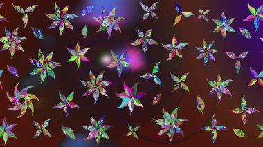 Suluboya çiçekli çiçek deseni. Kahverengi ve mor renkli güzel bir tekstil. Raster illüstrasyonu.