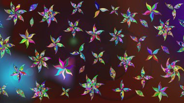 Çiçek. Kahverengi ve mor renklerde. Raster illüstrasyonu. Taslak dekoratif arka plan, çiçek mandala.