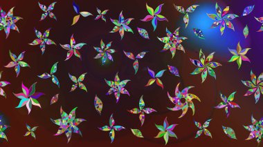 Soyut etnik raster çizim kalıbı. Vadinin çiçekleri kahverengi ve mor renklerde. Çiçekler..