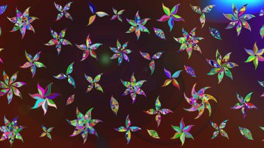 Suluboya tarzında kahverengi ve mor renklerde. Raster illüstrasyonu. Küçük çiçekli bahar deseni çiz.