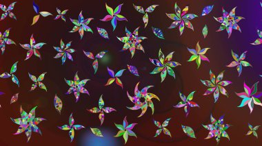 Küçük çiçekteki sevimli çiçek deseni. Kahverengi ve mor renkte çiçekler.