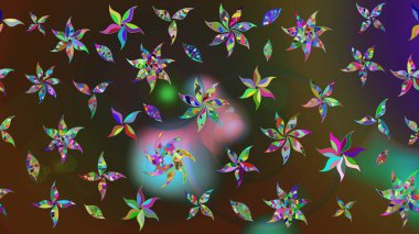 Düz Çiçek Elementleri Tasarımı. Kahverengi ve gri renkli çiçekler. Çiçekli eskiz çizimi. Renkli Yaz Teması çizim şablonu.