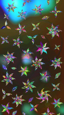 Soyut etnik raster çizim kalıbı. Vadinin çiçekleri kahverengi ve gri renklerde. Çiçekler..