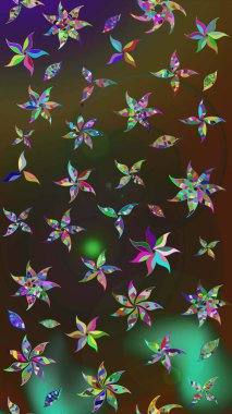 Renkli Bahar Teması eskiz kalıbı. Raster illüstrasyonundaki çiçek desenli çizim. Süslü kumaş deseni. Düz Çiçek Elementleri Tasarımı.