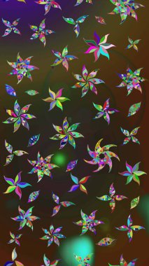 Şatafatlı bahar bahçesi dokusu. Raster illüstrasyonu. Kahverengi ve gri renkte çiçek çizimi. Çiçek deseni. Kahverengi ve gri renkte çiçekler.