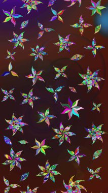 Raster illüstrasyonundaki çiçek desenli çizim. Renkli Bahar Teması eskiz kalıbı. Süslü kumaş deseni. Düz Çiçek Elementleri Tasarımı.