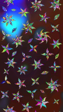 Beautiful fabric pattern. Raster watercolour floral pattern, delicate flowers, brown and blue flowers, greeting card template.