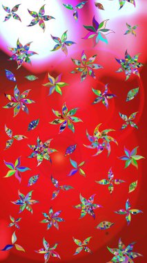 Kırmızı ve pembe renklerde. Kırmızı ve pembe renkte kırmızı ve pembe papatya deseni. Raster illüstrasyonu.