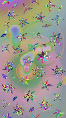 Raster illüstrasyonu. Tarafsız ve yeşil renklerde çiçekler. Çiçekli çiçek deseni, suluboya. Renkli Bahar Teması eskiz kalıbı. Düz Çiçek Elementleri Tasarımı.