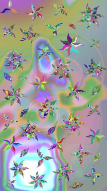 Tarafsız ve mavi renkte çiçekler. Gömlek, arka plan modelini çiz. Tropik çiçekler.