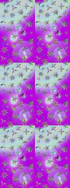 Çiçek ve yapraklı çiçek deseni. Küçük çiçekli şirin bir desen. Raster illüstrasyonu.