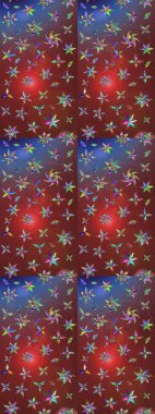 Küçük çiçekli yay deseni çiz. Raster illüstrasyonu. Suluboya tarzında kahverengi ve kırmızı renkler üzerine.