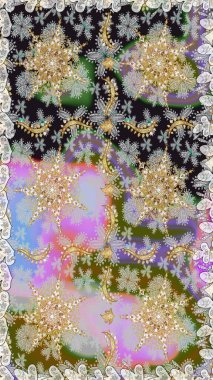 Kusursuz soyut bir arkaplan. Oriental raster klasik gri, nötr ve altın desenli. Raster illüstrasyonu.