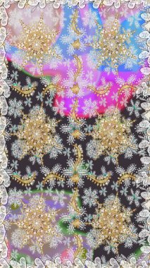 Geleneksel klasik altın desen. Gri ve nötr renklerde altın desenler ve altın elementler. Barok tarzında kusursuz bir doğulu süsü. Raster doğulu süsü.