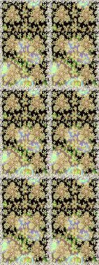 Raster Golden Mehndi kusursuz desen. Kına dövmeli süs çiçekleri, altın çıkartmalar, mehndi ve yoga tasarımı, kartlar ve parmak izleri. Tarafsız renklerde desen.