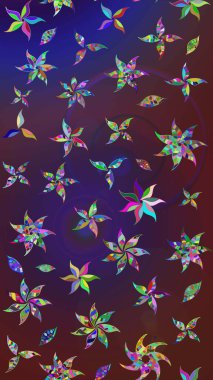 Renkli çizim kalıbı. Çiçek duvar kâğıdı. Raster illüstrasyonu. Mor ve mor renkli şirin tekstil. Çiçek arka planı.