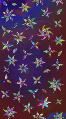 Robot resim. Şirin çiçek elementleri. Mor ve mor renkli çiçekler. Raster illüstrasyonu.