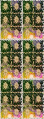 Çiçek deseni. Duvar kâğıdı barok, İspanyol kumaşı. Kusursuz raster arka plan. Kahverengi ve bej renklerde altın elementler. Şekil grafik deseni.