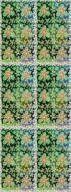 Antika altın tekrarlanabilir duvar kağıdı. Damask pürüzsüz yineleme kalıbı. Barok tarzında altın çiçekli süs. Yeşil renkte altın element.