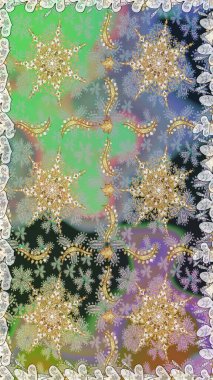 Kusursuz oryantal klasik altın desen. Tarafsız ve gri renkler üzerinde altın tekrarlayan elementler içeren Raster soyut arka planı.