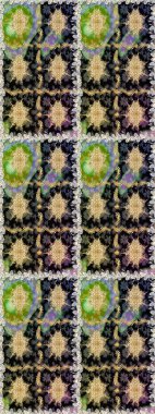 Çiçek deseni. Duvar kâğıdı barok, İspanyol kumaşı. Kusursuz raster arka plan. Kahverengi ve bej renklerde altın elementler. Şekil grafik deseni.