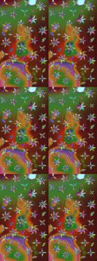 Raster illüstrasyonu. Kahverengi ve yeşil kıvırcık çiçekler kahverengi ve yeşil renklerde şekillenir. Klasik çiçek tasarım elementleri.