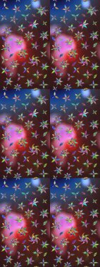 Kumaş, tekstil, duvar kağıdı baskısı için. Raster illüstrasyonu. Eskiz geçmişi. Miles Fleur, süslü püslü bir süs. Eski usul. Tomurcukları papatya çiçekleri olan sevimli bir çiçek deseni..