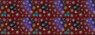 Raster illüstrasyonu. Şirin çiçek elementleri. Robot resim. Kırmızı ve kahverengi renkte çiçekler.