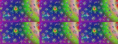 Güzel kumaş deseni. Yeşil ve mavi renklerde. Raster illüstrasyonundaki çiçek desenli çizim. Raster illüstrasyonu.