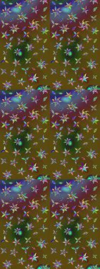 Tekrarlayan çiçek arkaplanı, zarif yeşil ve kahverengi çiçek duvar kağıdı. Yeşil ve kahverengi renkler üzerine çiçek desenli çizimler, el yapımı papatyalar, papatyalar..