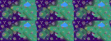 Çiçek ve yapraklı çiçek deseni. Küçük çiçekli şirin bir desen. Raster illüstrasyonu.